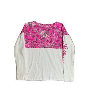Lilly Pulitzer Girls Mini Finn Top Purrposefully Pink - Size XL (12-14)